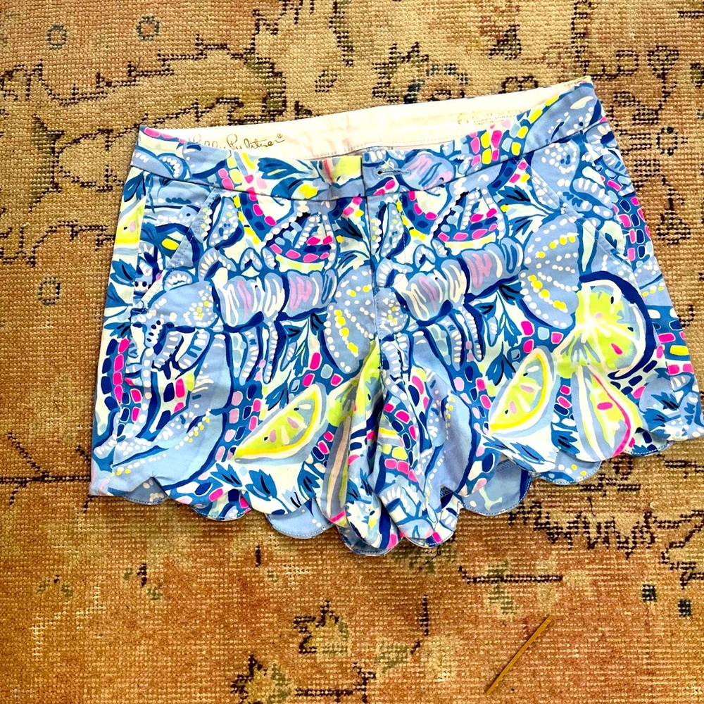 Lilly Pulitzer 🏝️ Buttercup Stretch Short, Blue Peri, Pinch Punch, Size 6, EUC